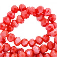 Faceted glass beads 4x3mm disc Exotic red-pearl shine coating